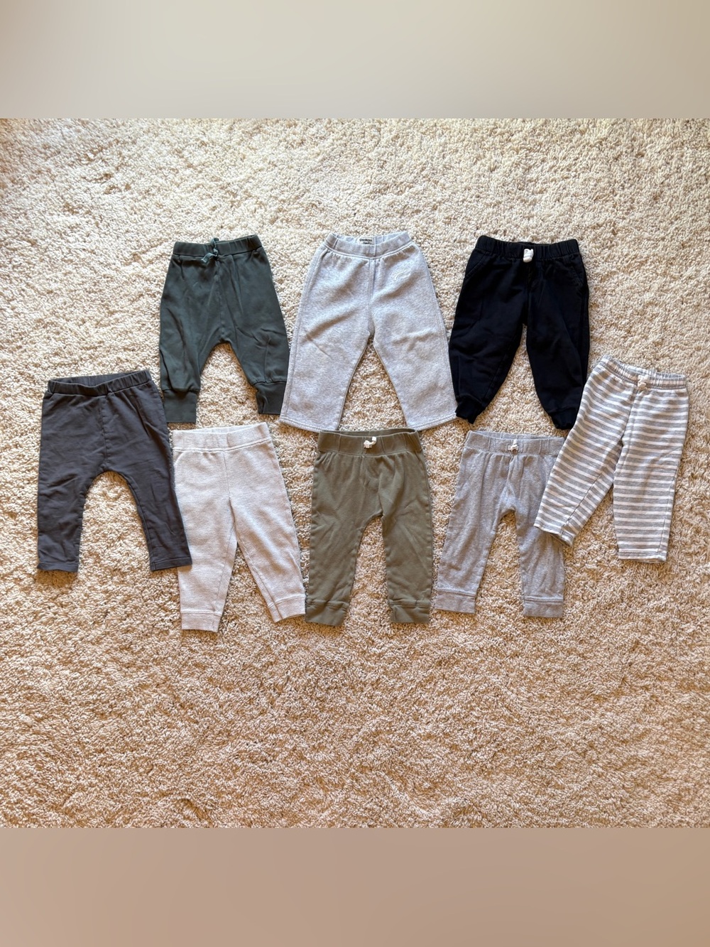 Baby Toddler Pants Lot 8 Pair Carter’s OshKosh 18M Neutral Joggers Pants